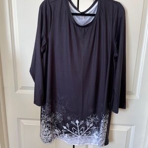 Black Tunic/Dress with Winter Scene at the Hem